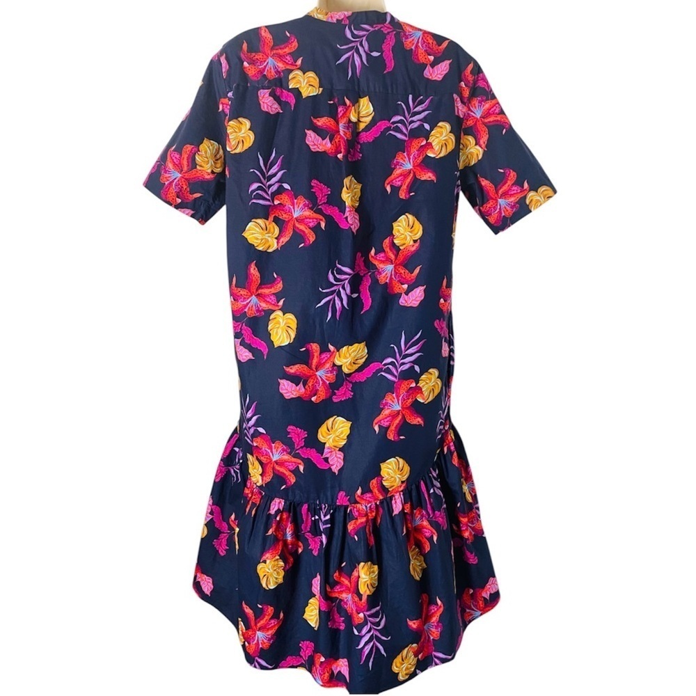 Tucker NYC Laura High Low Ruffle Hem Floral Dress Cotton Poplin Midi Mini Small - Picture 6 of 11